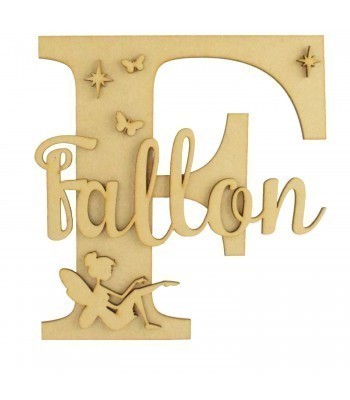 Laser Cut Personalised 3D Letter With Name & Shapes - Fairy Themed